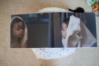 Girl looking in the mirror full spread.