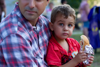 The joy of eating a hotdog with dad.